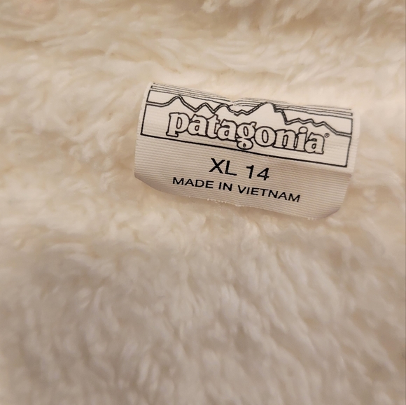Patagonia Hooded Reversible Beige down jacket ,(Full Zip) Girls Size XL 14 - Picture 9 of 10